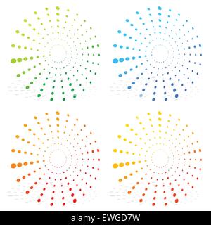 Radial dotted elements on white. editable vector graphics Stock Vector