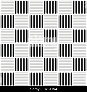 Black and white seamless pattern with striped squares (repeatable) Stock Vector