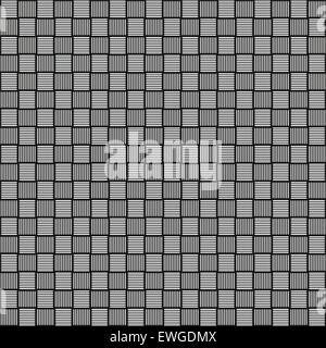 Black and white seamless pattern with striped squares (repeatable) Stock Vector