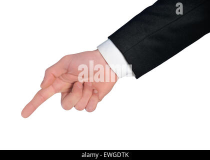 Finger press pointing on white Stock Photo