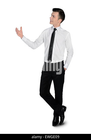Isolated business man presenting something Stock Photo