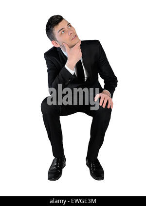 Isolated business man thinking up Stock Photo