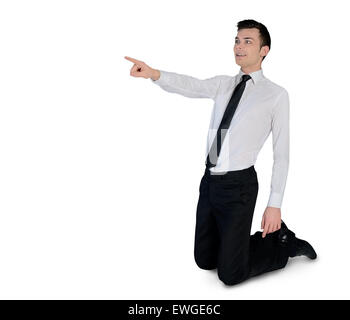 Isolated business man pointing side Stock Photo