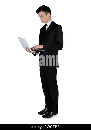 Isolated business man using laptop Stock Photo