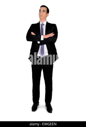 Isolated business man looking up Stock Photo