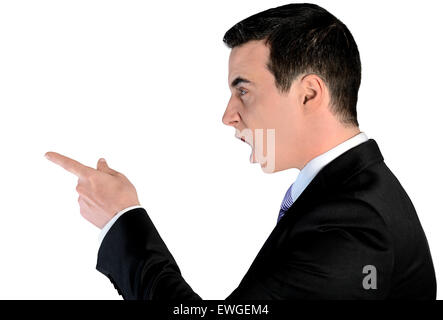 Isolated business man angry pointing Stock Photo