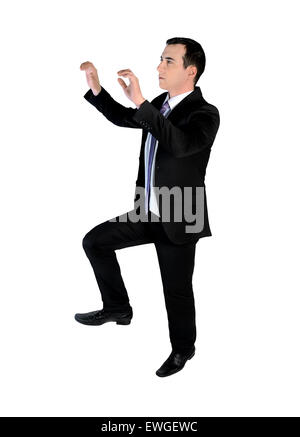 Isolated business man climb something Stock Photo