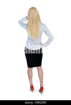 Isolated business woman looking back Stock Photo