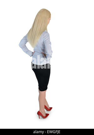 Isolated business woman looking down Stock Photo