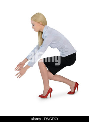 Isolated business woman grab something Stock Photo