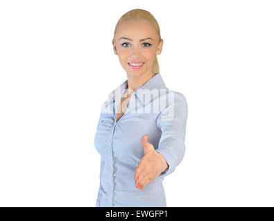 Isolated business woman shake hand Stock Photo