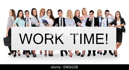 Work time word writing on white banner Stock Photo