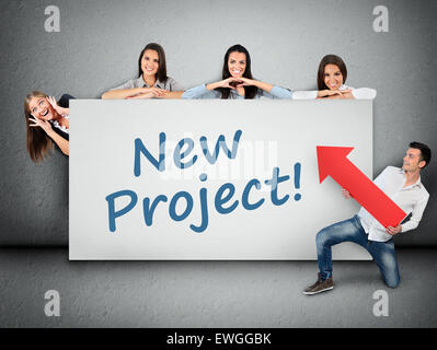 New project word writing on white banner Stock Photo