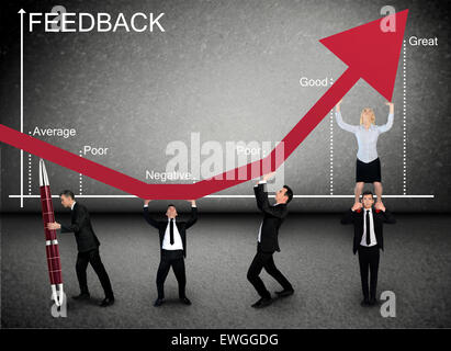 Business team push Feedback graphic arrow up Stock Photo