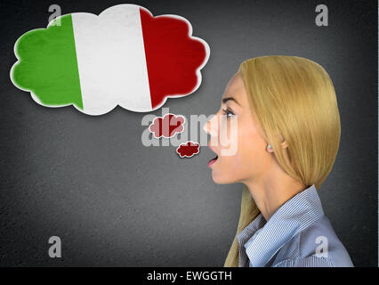 Woman speaking italian in bubble Stock Photo