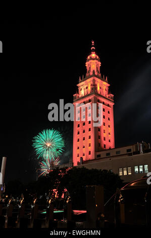 Freedom Tower, on Biscayne Boulevard, in Miami, Florida, on the 4th of July, 2013. Stock Photo
