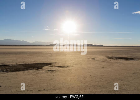 Afternoon sun at El Mirage dry lake in California's Mojave desert. Stock Photo