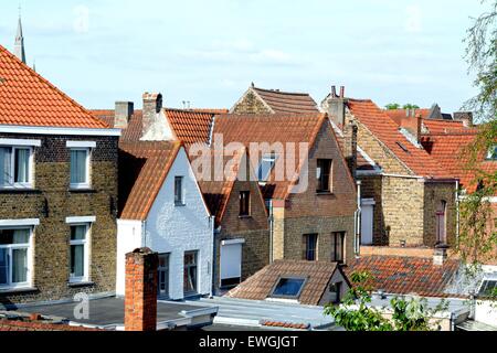 Red tiled roofs in Bruges Belgium Stock Photo