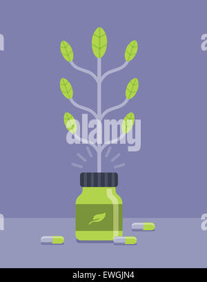 herbal and nutritional capsule for healthy living concept Stock Photo