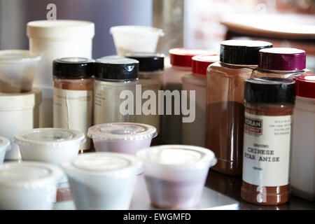 spice rack kitchen setting Stock Photo
