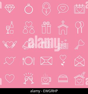 Wedding line icons on pink background, stock vector Stock Vector