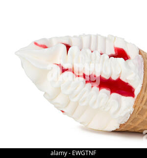 Strawberry ice cream with cone isolated Stock Photo