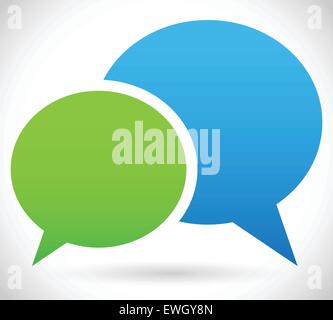 Two overlapping speech, talk bubbles, communication, discussion, chatting. Vector Stock Vector