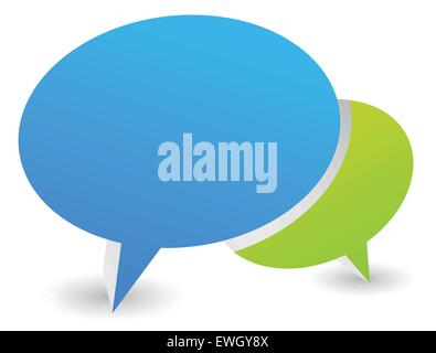 3d illustration of two overlapping speech or talk bubbles Stock Vector