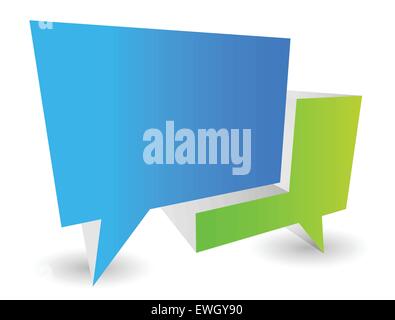 3d illustration of two overlapping speech or talk bubbles Stock Vector