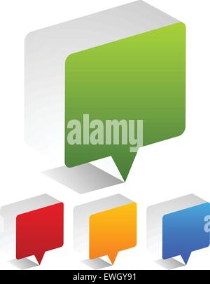3d blank speech or talk bubbles in four colors: green, red, orange and blue Stock Vector