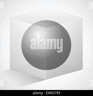 Sphere in cube. Abstract 3d illustration. Editable vector Stock Vector