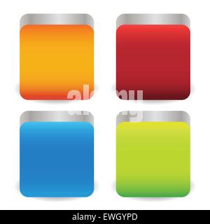 Colorful metallic squares with rounded corners and 3d effect Stock Vector