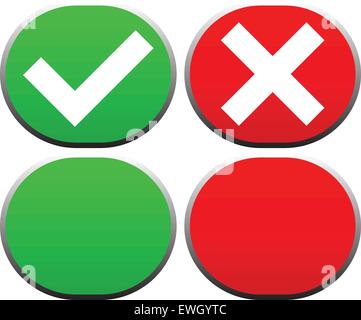 Check mark and cross buttons / icons. vector. Stock Vector