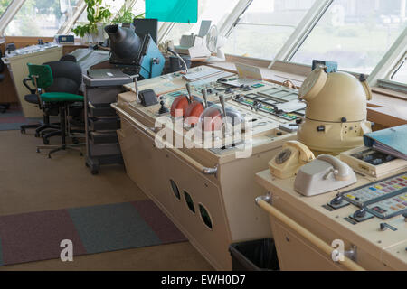 Devices in the pilothouse cruise ship Stock Photo