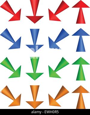 Illustration of 3d arrows. Up, down and diagonal directions. Stock Vector
