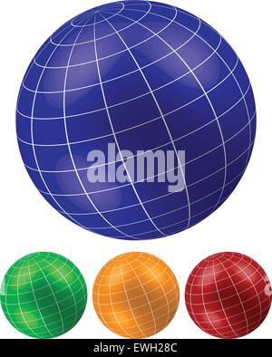 Grid, wireframe spheres, globes Stock Vector