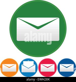 Email or envelope icons. Open, closed mail symbol. Stock Vector