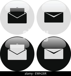 Email or envelope icons. Open, closed mail symbol. Stock Vector