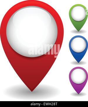 Thumbtack, map pin, location marker set Stock Vector