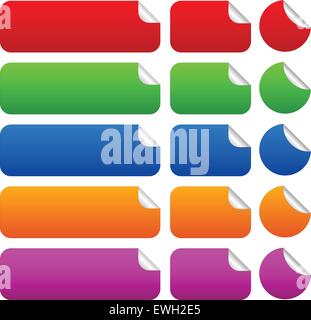 Stickers in different shape with peel Stock Vector
