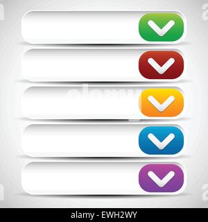 Vector illustration of rounded dropdown button templates. UI, webdesign elements. Stock Vector