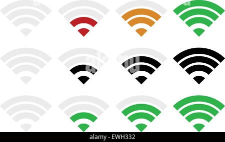 Vector illustration of simple signal strength indicatosr. Wi-fi, wireless connection, antenna signal strength. Stock Vector