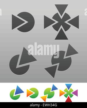Circles with arrows. Colored and grey versions Stock Vector