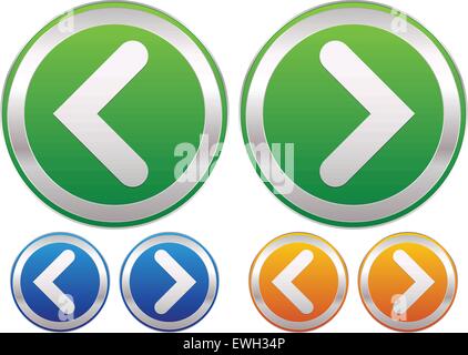 Bright left and right arrows. Next, previous arrows. Stock Vector