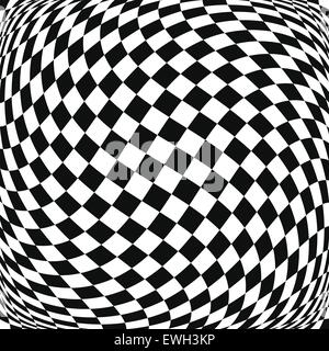 Flag optical illusion. Distorted chessboard. Checkered abstract ...