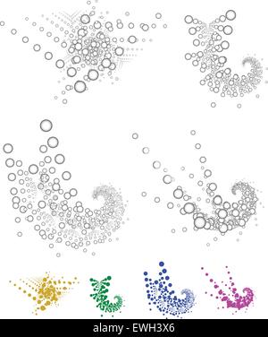 Stylish fractal like elements. Abstract, random dots, circles. vectors. Stock Vector