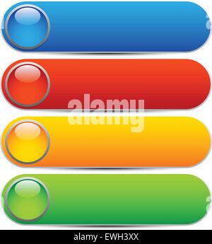Glossy buttons, banners. Rounded rectangle shapes. Colorful vector design elements. Blank buttons. Bright vector template, webde Stock Vector