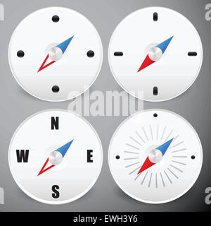 Compass icon. Dial vector. Needle on dial. Positioning, navigation vector. Stock Vector