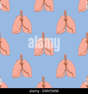 Sketch lungs in vintage style, vector seamless pattern Stock Vector