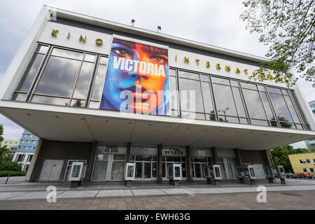 Exterior view of historic Kino International cinema in former East Berlin on Karl Marx Avenue in Berlin Germany Stock Photo